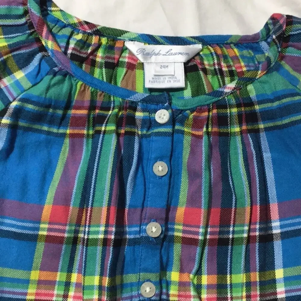 Ralph Lauren 24m turquoise plaid swing top worn 1x